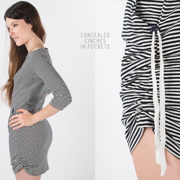 Betabrand Navy Striped 30-day Jersey Mini Dress - Picture 4 of 12